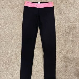 Ivivva by Lululemon Girls Black Full Length Leggings Pink Waistband Size 12